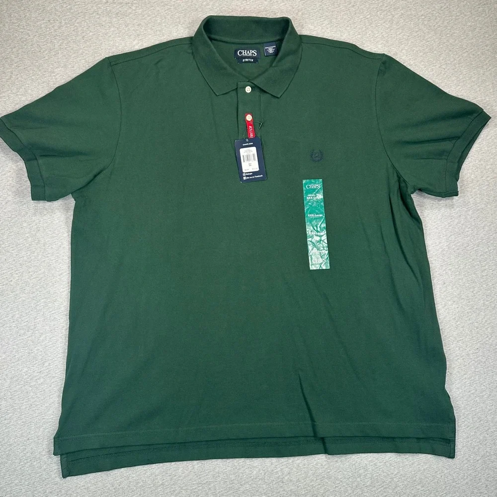 Ralph Lauren Chaps Polo Shirt Mens 3XL Forest Green Short Sleeve‎ Stretch NWT